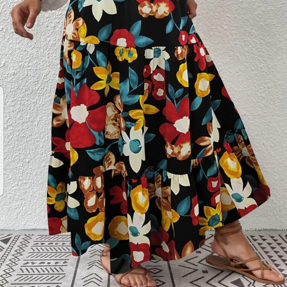Floral print ruffle hem skirt - Picture 3 of 4